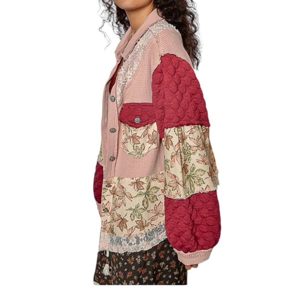 POL Women's Patchwork Jacket - Red and Pink - Picture 2 of 6